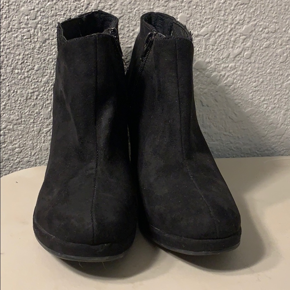 Black wedge heel ankle boots